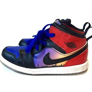 Nike Air Jordan Kids 1 Mid Skyline Toddler Blue Red Black Toddler Baby Sz 10C